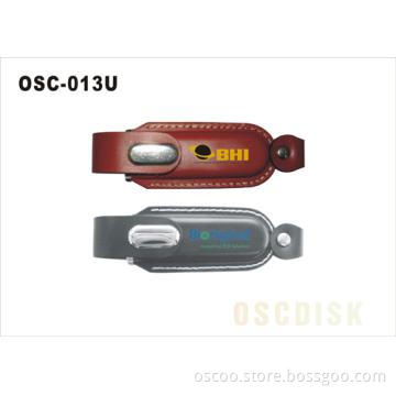 Leather style USB flash drive with Hot stamp logo optional